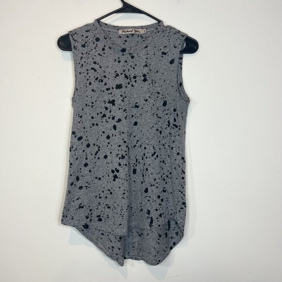 Michael Stars Tank Top M Grey Black Burnout Splatter Print Pullover Size Medium - Picture 9 of 9